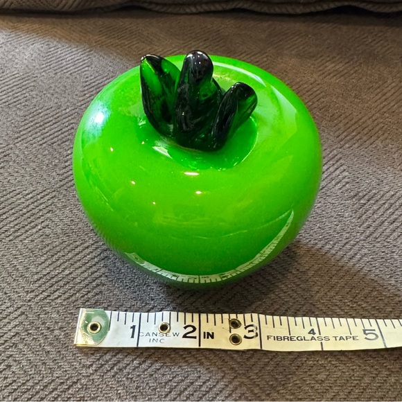 Green Apple Hand Blown Glass VTG Art Murano Style - Picture 3 of 3